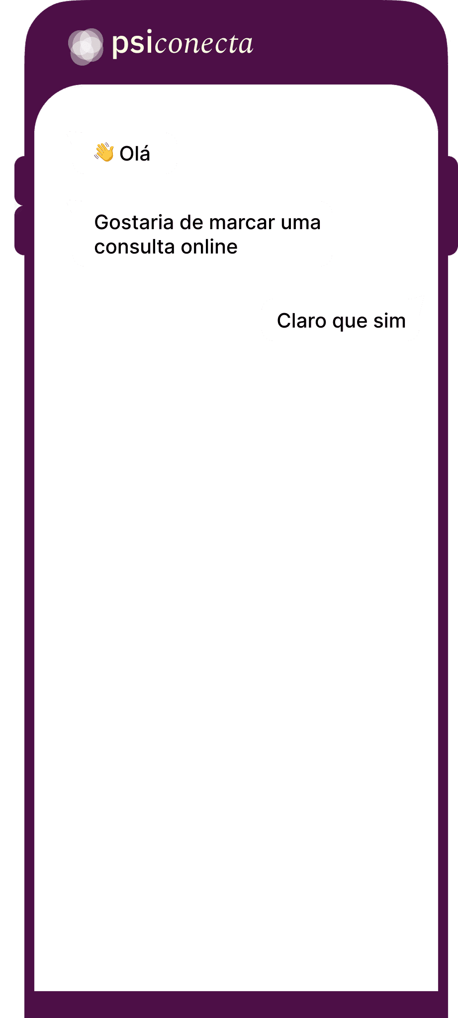 Pré-visualização da experiência de marcação de consultas na Psiconecta